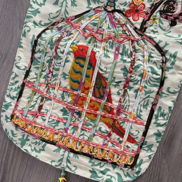 Pier 1 Imports Bird and Butterfly Table Runner Colorful Bohemian Classic Tassel - Picture 3 of 7